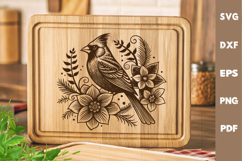 Cardinal Bird laser SVG PNG| Christmas Design Product Image 1