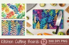 Rainbow Fern Cutting Boards sublimation Design Product Image 1
