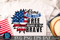Home of the free because of tyhe SVG, 4th July Sunflower SVG Product Image 2