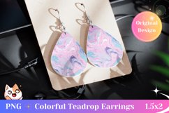 Pastel Teardrop Earring Sublimation, Fluid Art Earring PNG Product Image 1