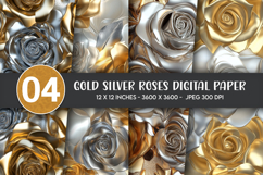 Gold silver roses digital paper Product Image 1