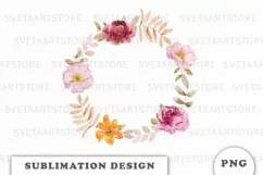 Watercolor Autumn Pumpkins wreath png Product Image 1