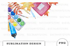 Watercolor School Supplies Frame png Product Image 1