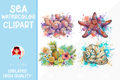 32 Summer Seashells Watercolor Cliparts Product Image 2