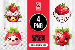 Cute Strawberry Dessert Clipart Sublimation PNG Product Image 1