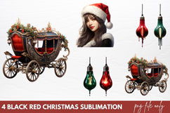 Black Red Christmas Sublimation PNG Product Image 1