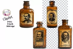 Edgar Allan Poe, Bottles, Ephemera, PNG, watercolor, Clipart Product Image 1
