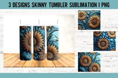 Tooled Leather Flowers Tumbler Sublimation PNG Product Image 1