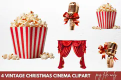 Vintage Christmas Cinema Clipart PNG Product Image 1