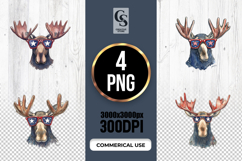 Patriotic Moose Watercolor Clipart PNG Product Image 1