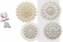Doily, Lace, Cluster, Ephemera, PNG, Flower, Clipart Product Image 1