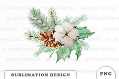 Watercolor Christmas bouquet sublimation Product Image 1