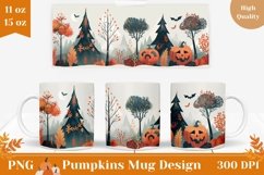 Pumpkins Mug Wrap Design, Halloween Mug Sublimation Design Product Image 1