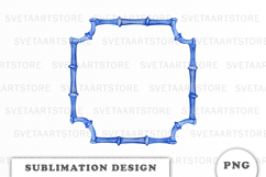 Watercolor Blue Bamboo Frame PNG Product Image 1