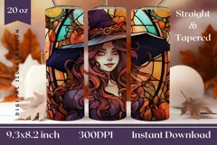Stained Glass Halloween Tumbler Wrap, Halloween PNG Product Image 1
