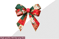 Christmas Patchwork Bow Clipart PNG Product Image 1