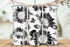 20oz Tumbler laser svg wrap|Sunflowers seamless pattern Product Image 2
