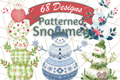 Patterned Snowman Silhouette PNG Clipart Product Image 1