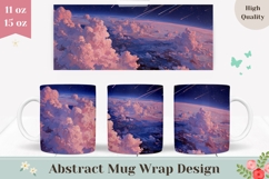 Sky Mug Wrap, Pink Clouds Mug Template, Galaxy Mug Design Product Image 1