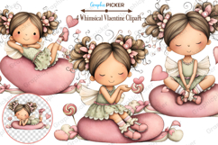 Whimsical Valentine Fairy Clipart, Valentine's Day PNG Product Image 1