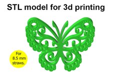 Butterfly Straw Topper STL File for 3D Printing. Product Image 1