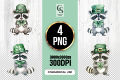 Cute Raccoon Green Top Hat Clipart Sublimation PNG Product Image 1