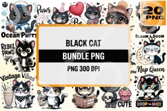 Black Cat Bundle PNG - 300 DPI Product Image 1