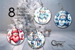 Christmas snowman | 8 xmas Round earring Sublimation designs Product Image 1