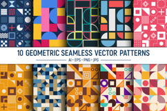10 colorful geometric seamless vector patterns Product Image 1