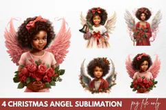 Christmas Angel Sublimation Clipart PNG Product Image 1