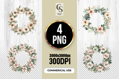 Vintage Floral Wreath Clipart Sublimation PNG Product Image 1