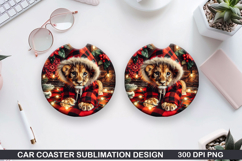 Baby lion Car Coaster Sublimation| Christmas Coaster PNG Product Image 1