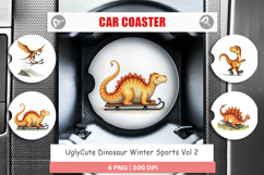 Dinosaur Winter Sports Car Coaster Product Image 1