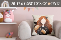 Red Hair Girl Pillow Sublimation, Cartoon Girl Pillowcase Product Image 1
