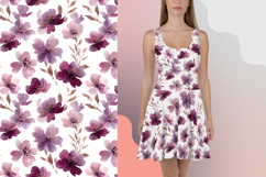Delicate Sakura Flowers Purple Watercolor Seamless Pattern Product Image 2