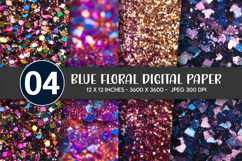 Blue Floral Digital Paper Product Image 1