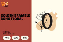 Golden Bramble Boho Floral Monogram Product Image 1