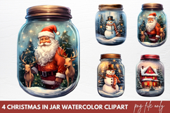 Christmas in Jar Watercolor Clipart PNG Product Image 1