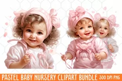 Pastel Baby Nursery Clipart Big, Baby Boy Elephant Clipart Product Image 2