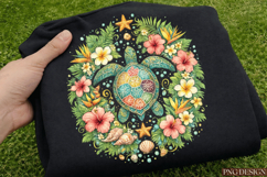 Sea Turtle Floral PNG Design | Tropical Ocean Turtle Sublima Product Image 4