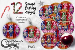 Christmas Plaid Earring, Round earring sublimation designs Product Image 1