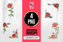 Vintage Rose Floral Corner Clipart PNG Product Image 1