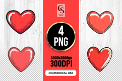 Hand Drawn Red Heart Clipart Set Sublimation PNG Product Image 1