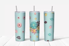 Flowers sublimation design. Skinny tumbler wrap design. Product Image 2