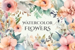 Watercolor Flowers PNG, Flower Clipart Ornament Product Image 1