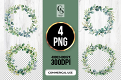 Eucalyptus Greenery Wreath Clipart PNG Product Image 1