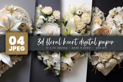 3d floral heart digital paper Product Image 1