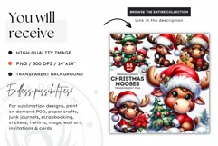 Christmas moose clipart, winter clipart, christmas png Product Image 2