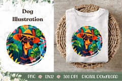 Summer Doberman Dog Illustration, Cartoon Doberman Dog PNG Product Image 1