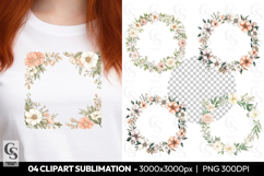 Floral Corner Frame Elegant Clipart Sublimation PNG Product Image 1